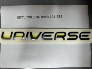Tem chữ universe đầu xe khách